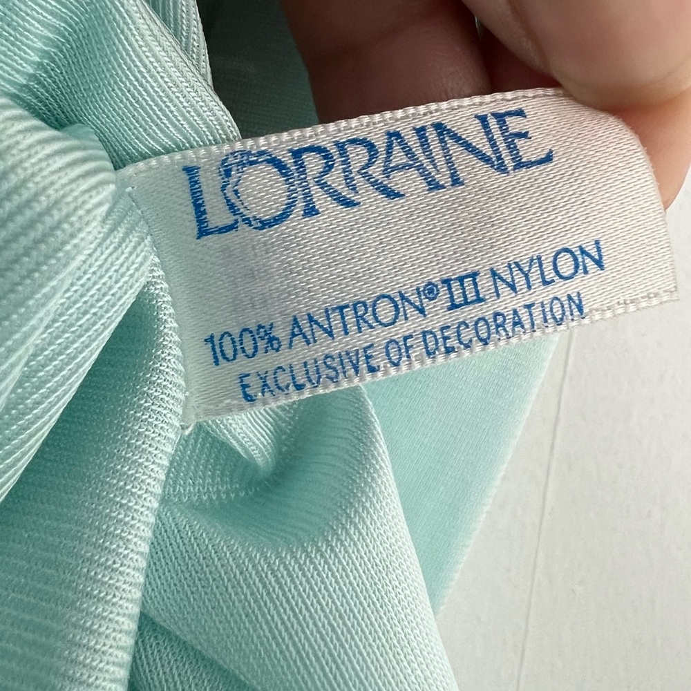 Vintage Lorraine Nightgown Robe Women's Sz Med Floral Lace Embroidered Green USA - Picture 9 of 10